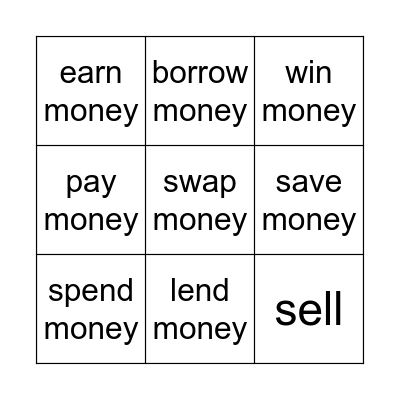 Money Bingo Card