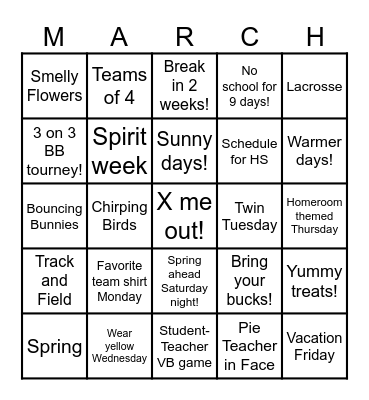 MARCH MADNESS! Bingo Card