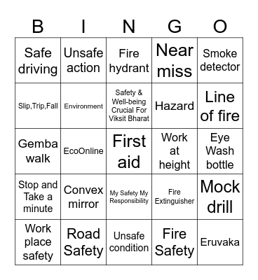 Eruvaka National Safety Day Bingo Card