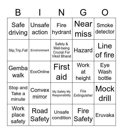 Eruvaka National Safety Day Bingo Card