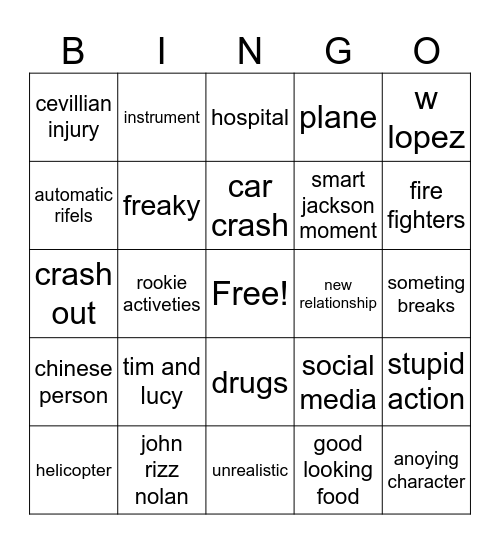da rookie Bingo Card