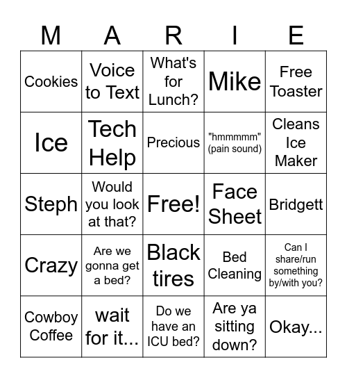 MarieNGO Bingo Card