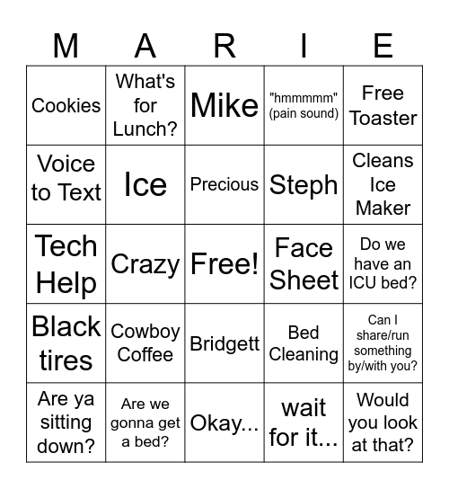MarieNGO Bingo Card