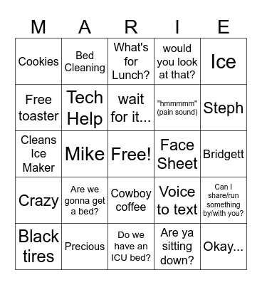 MarieNGO Bingo Card