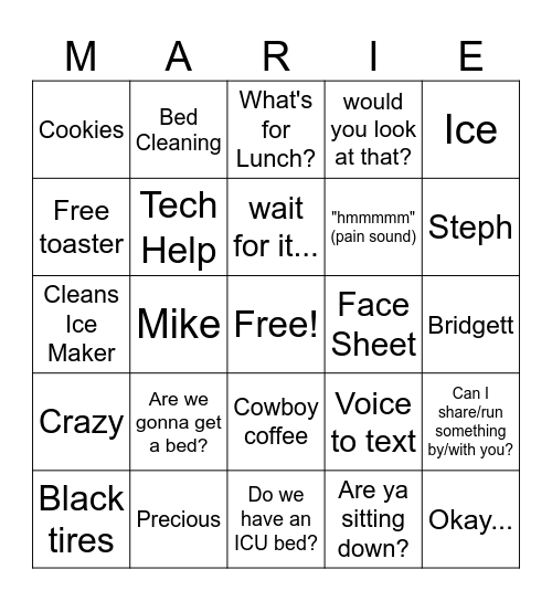 MarieNGO Bingo Card