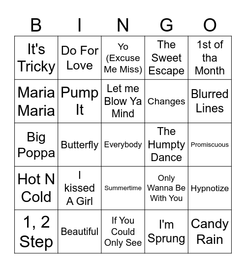 90s Mix 2 Bingo Card