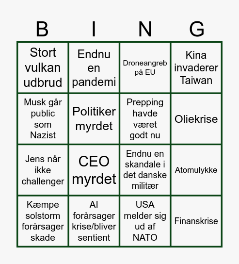 2025 bliver vildt Bingo Card
