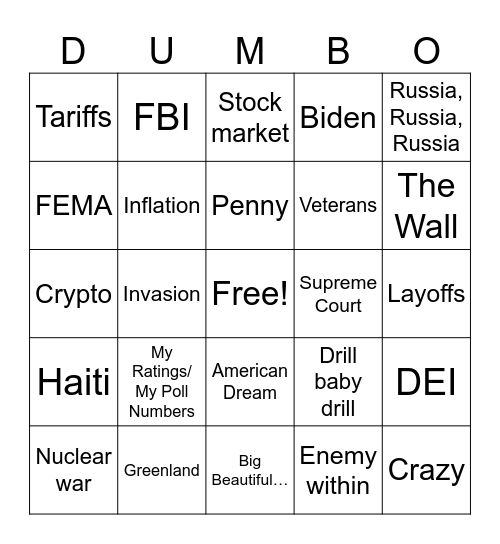 Address to Congress Bingo Card