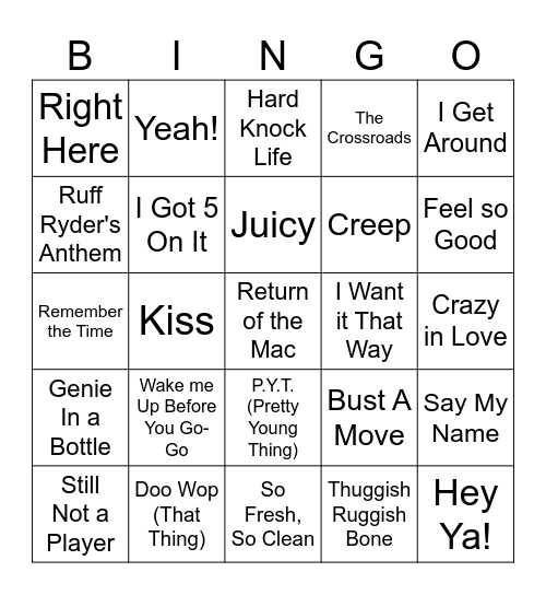 90s Mix Bingo 1 Bingo Card