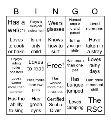 Ice-Ice Breaker! Bingo Card