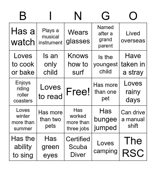 Ice-Ice Breaker! Bingo Card