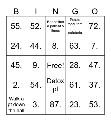 CNA BINGO Card
