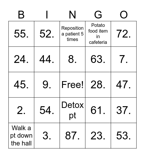 CNA BINGO Card