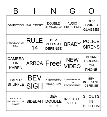 Shawk and Horrah Bingo Card