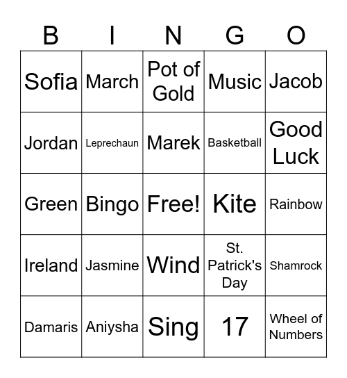 MARCH BINGO Card