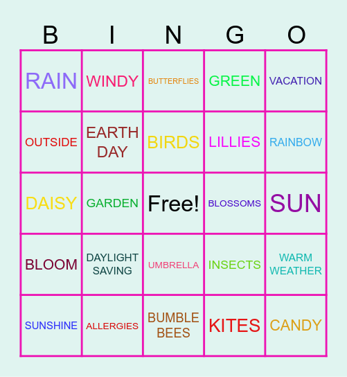 PRE-REG SPRING BINGO Card