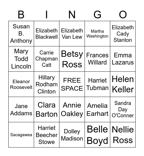 WOMEN'S HISTORY Bingo Card