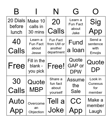OB Bingo Card
