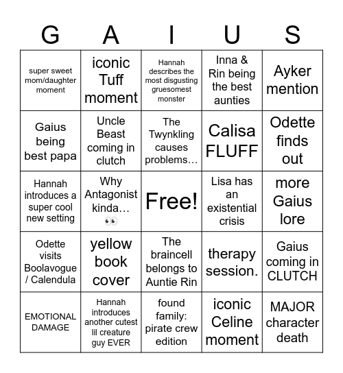 Dreyma’s Curse Bingo! Bingo Card