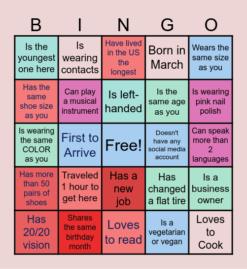COLOR ME CONNECTED Bingo Card