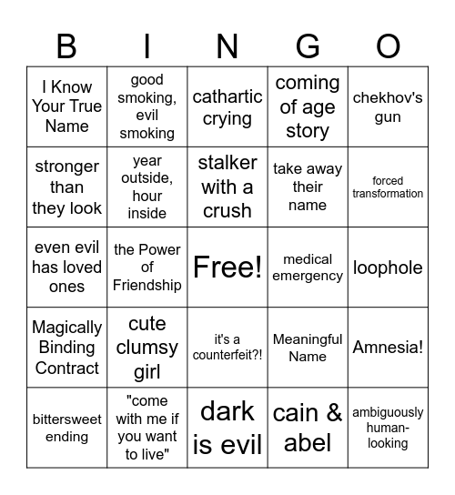 Spirited Away (2001) Bingo Card