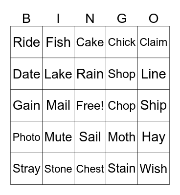 Phonics Bingo Card
