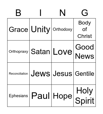 Ephesians Bingo Card