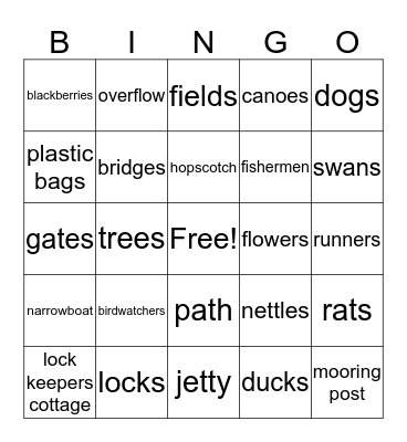 Canals Bingo Card