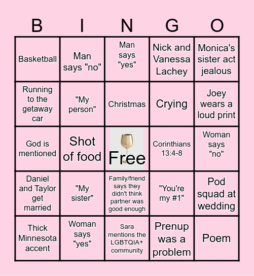 Love is Blind Season 8 Bingo Card