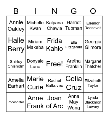 Women History Month Bingo Card