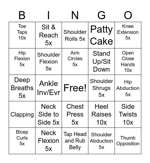 Therapy Bingo Card