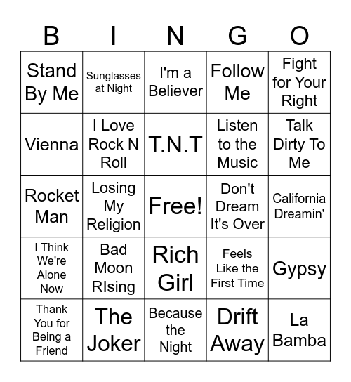 March Music Singo #1 Bingo Card