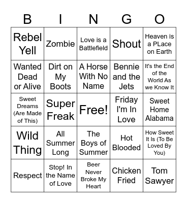 March Music Singo #3 Bingo Card