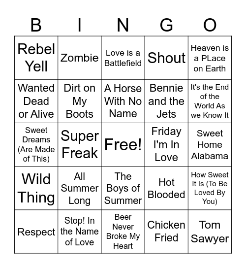 March Music Singo #3 Bingo Card