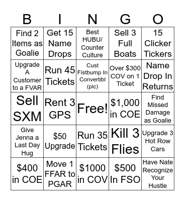 BRANCH BINGO Card