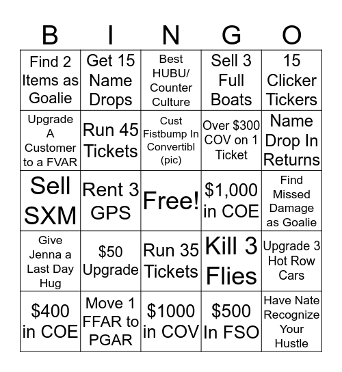 BRANCH BINGO Card