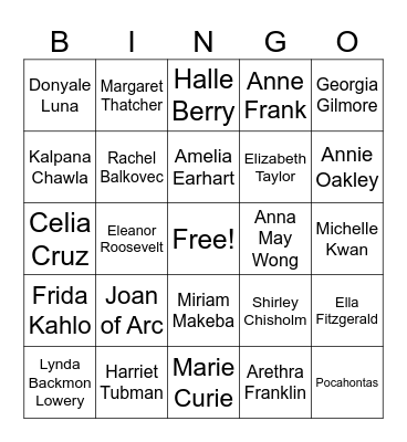 women history month Bingo Card