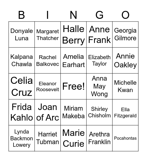 women history month Bingo Card