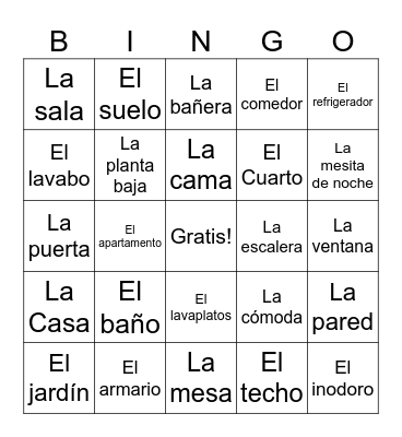 La Casa Bingo Card