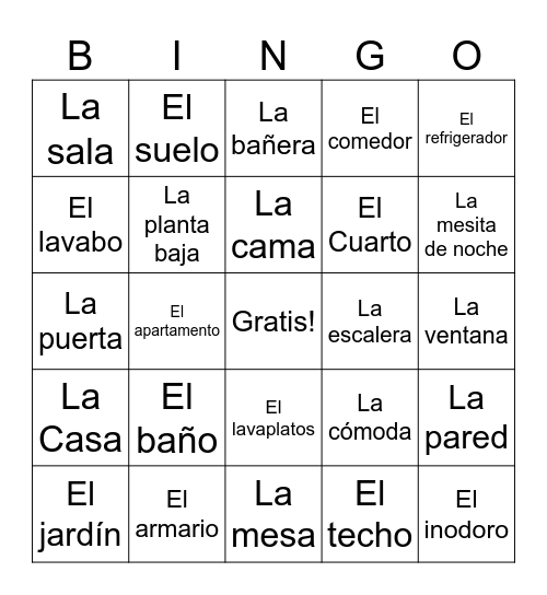 La Casa Bingo Card