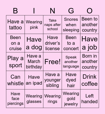 Game Night Bingo Card