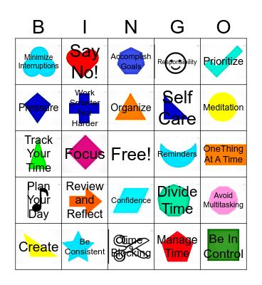 Time Management Bingo! Bingo Card