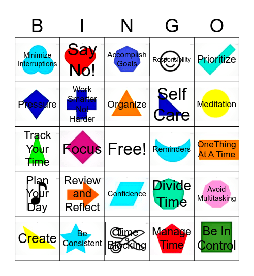 Time Management Bingo! Bingo Card