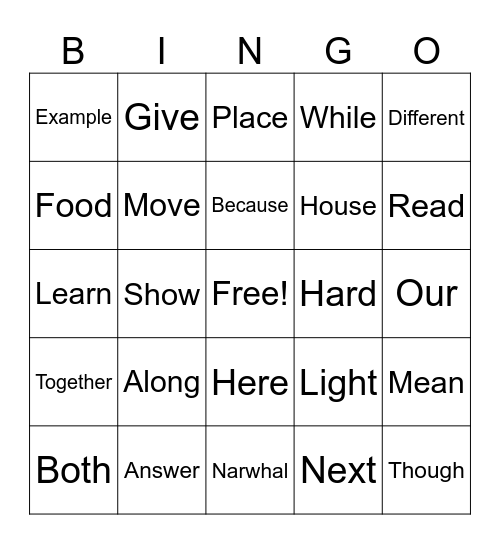 2nd Grade Sight Words Bingo Card