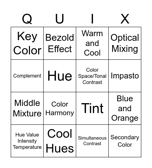 Painting Bingo Card