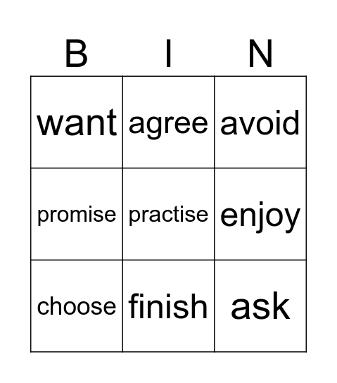emotions Bingo Card