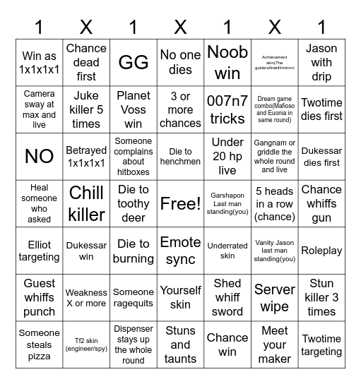 Forsaken bingo Card