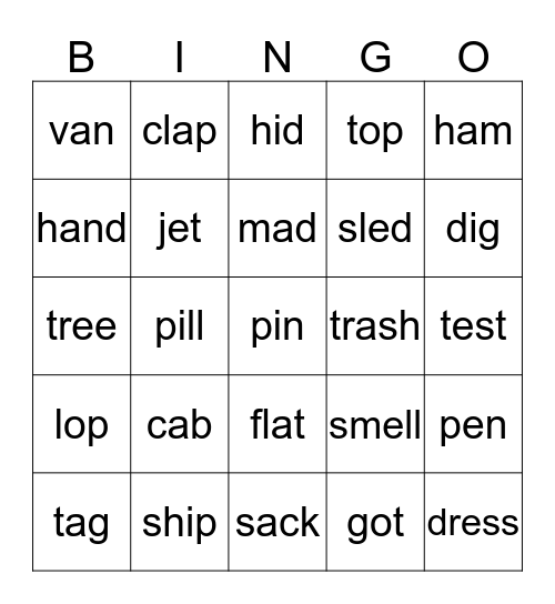 RHYMING WORDS # 1 Bingo Card
