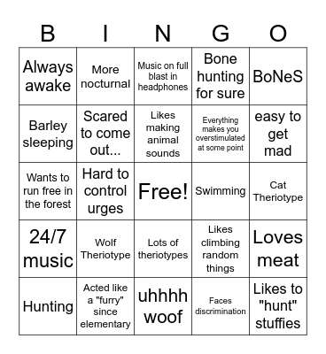 Onyx Therian one ig... Bingo Card