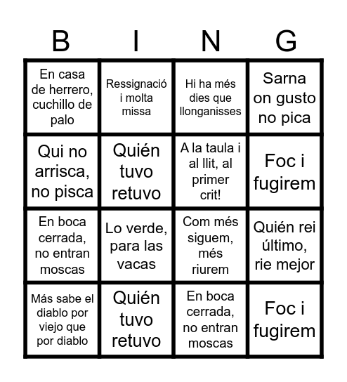 🎉 Bingo Refranero 🎉 Bingo Card